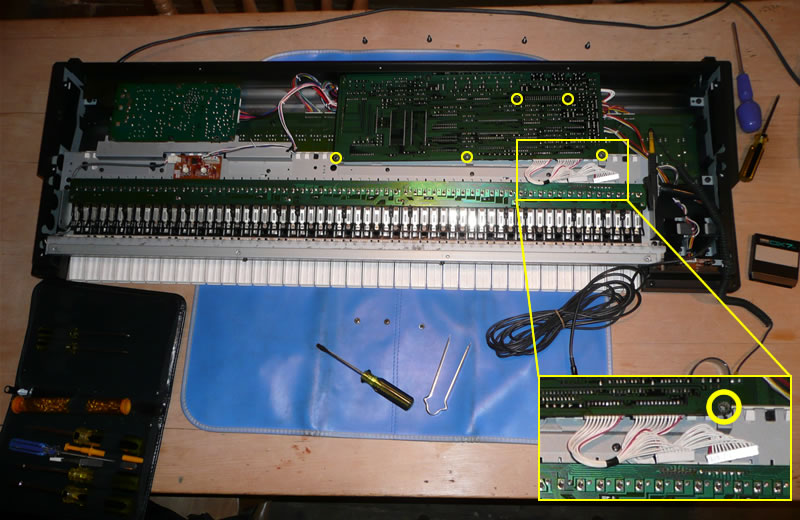 Yamaha DX7s motherboard removal - board screws